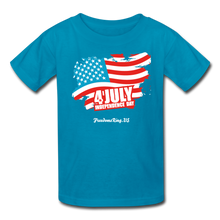 Load image into Gallery viewer, JULY 4TH FLAG - Kids' T-Shirt - turquoise