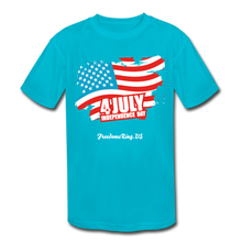 Load image into Gallery viewer, JULY 4TH FLAG - Kids' Moisture Wicking Performance T-Shirt - turquoise