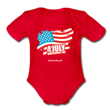 Load image into Gallery viewer, JULY 4TH FLAG - Organic Short Sleeve Baby Bodysuit - red