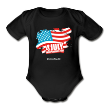 Load image into Gallery viewer, JULY 4TH FLAG - Organic Short Sleeve Baby Bodysuit - black