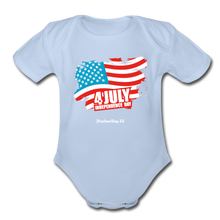 Load image into Gallery viewer, JULY 4TH FLAG - Organic Short Sleeve Baby Bodysuit - sky