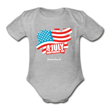 Load image into Gallery viewer, JULY 4TH FLAG - Organic Short Sleeve Baby Bodysuit - heather gray
