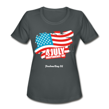 Load image into Gallery viewer, JULY 4TH FLAG - Women's Moisture Wicking Performance T-Shirt - charcoal