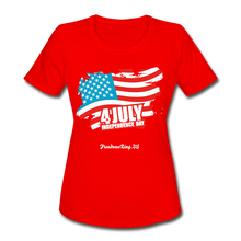 Load image into Gallery viewer, JULY 4TH FLAG - Women's Moisture Wicking Performance T-Shirt - red