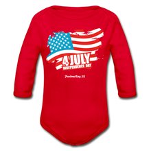 Load image into Gallery viewer, JULY 4TH FLAG - Organic Long Sleeve Baby Bodysuit - red