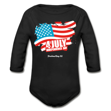 Load image into Gallery viewer, JULY 4TH FLAG - Organic Long Sleeve Baby Bodysuit - black
