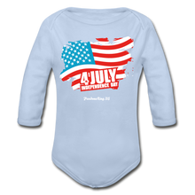Load image into Gallery viewer, JULY 4TH FLAG - Organic Long Sleeve Baby Bodysuit - sky