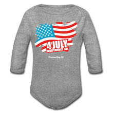 Load image into Gallery viewer, JULY 4TH FLAG - Organic Long Sleeve Baby Bodysuit - heather gray