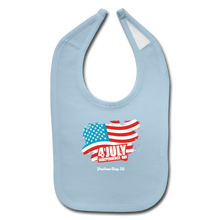 Load image into Gallery viewer, JULY 4TH FLAG - Baby Bib - light blue
