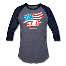 Load image into Gallery viewer, JULY 4TH FLAG - Baseball T-Shirt - heather blue/navy