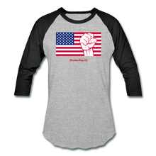 Load image into Gallery viewer, USA STRONG - Baseball T-Shirt - heather gray/black