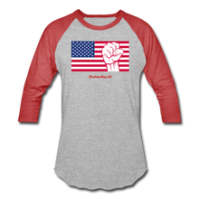 Load image into Gallery viewer, USA STRONG - Baseball T-Shirt - heather gray/red