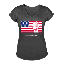 Load image into Gallery viewer, USA STRONG - Women's Tri-Blend V-Neck T-Shirt - deep heather