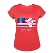 Load image into Gallery viewer, USA STRONG - Women's Tri-Blend V-Neck T-Shirt - heather red