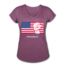 Load image into Gallery viewer, USA STRONG - Women's Tri-Blend V-Neck T-Shirt - heather plum