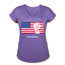 Load image into Gallery viewer, USA STRONG - Women's Tri-Blend V-Neck T-Shirt - purple heather
