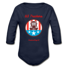 Load image into Gallery viewer, US TRUCKERS - Organic Long Sleeve Baby Bodysuit - dark navy
