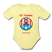 Load image into Gallery viewer, US TRUCKERS - Organic Short Sleeve Baby Bodysuit - washed yellow