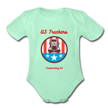 Load image into Gallery viewer, US TRUCKERS - Organic Short Sleeve Baby Bodysuit - light mint