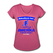 Load image into Gallery viewer, MAKING AMERIKA GROVEL AGAIN - Women's Tri-Blend V-Neck T-Shirt - heather raspberry
