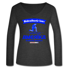 Load image into Gallery viewer, MAKING AMERIKA GROVEL AGAIN - Women’s Long Sleeve  V-Neck Flowy Tee - deep heather