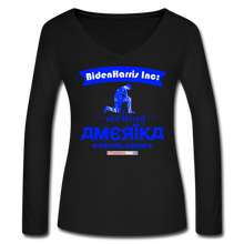 Load image into Gallery viewer, MAKING AMERIKA GROVEL AGAIN - Women’s Long Sleeve  V-Neck Flowy Tee - black