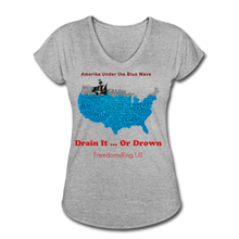 Load image into Gallery viewer, AMERIKA UNDER THE BLUE WAVE - Women's Tri-Blend V-Neck T-Shirt - heather gray