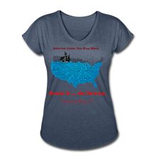 Load image into Gallery viewer, AMERIKA UNDER THE BLUE WAVE - Women's Tri-Blend V-Neck T-Shirt - navy heather