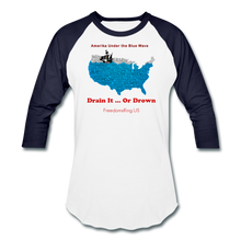 Load image into Gallery viewer, AMERIKA UNDER THE BLUE WAVE - Baseball T-Shirt - white/navy