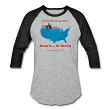 Load image into Gallery viewer, AMERIKA UNDER THE BLUE WAVE - Baseball T-Shirt - heather gray/black