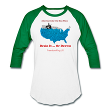 Load image into Gallery viewer, AMERIKA UNDER THE BLUE WAVE - Baseball T-Shirt - white/kelly green