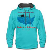 Load image into Gallery viewer, AMERIKA UNDER THE BLUE WAVE - Contrast Hoodie - scuba blue/asphalt
