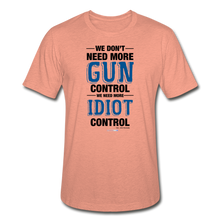 Load image into Gallery viewer, MORE IDIOT CONTROL - Unisex Heather Prism T-Shirt - heather prism sunset