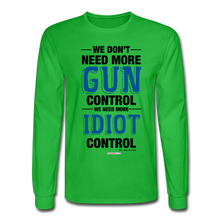 Load image into Gallery viewer, MORE IDIOT CONTROL - Men's Long Sleeve T-Shirt - bright green