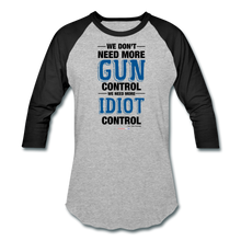 Load image into Gallery viewer, MORE IDIOT CONTROL - Baseball T-Shirt - heather gray/black