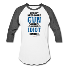 Load image into Gallery viewer, MORE IDIOT CONTROL - Baseball T-Shirt - white/charcoal