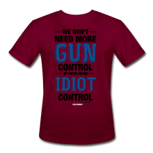 Load image into Gallery viewer, MORE IDIOT CONTROL - Men’s Moisture Wicking Performance T-Shirt - burgundy