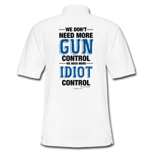 Load image into Gallery viewer, MORE IDIOT CONTROL - Men's Pique Polo Shirt - white