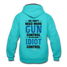 Load image into Gallery viewer, MORE IDIOT CONTROL - Contrast Hoodie - scuba blue/asphalt