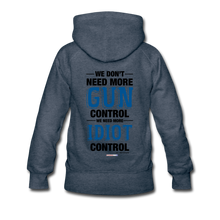 Load image into Gallery viewer, MORE IDIOT CONTROL - Women’s Premium Hoodie - heather denim