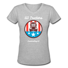 Load image into Gallery viewer, US TRUCKERS - Women's V-Neck T-Shirt - gray