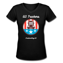 Load image into Gallery viewer, US TRUCKERS - Women's V-Neck T-Shirt - black