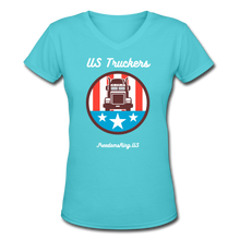 Load image into Gallery viewer, US TRUCKERS - Women's V-Neck T-Shirt - aqua