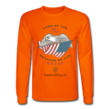 Load image into Gallery viewer, LAND OF THE FREE, BECAUSE OF THE BRAVE - Men's Long Sleeve T-Shirt - orange