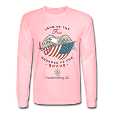 Load image into Gallery viewer, LAND OF THE FREE, BECAUSE OF THE BRAVE - Men's Long Sleeve T-Shirt - pink