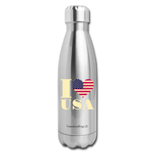 Load image into Gallery viewer, I LOVE USA - STAINLESS STEEL INSULATED WATER BOTTLE - silver