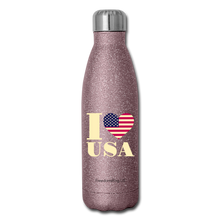 Load image into Gallery viewer, I LOVE USA - STAINLESS STEEL INSULATED WATER BOTTLE - pink glitter