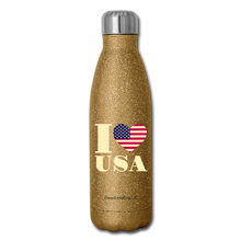 Load image into Gallery viewer, I LOVE USA - STAINLESS STEEL INSULATED WATER BOTTLE - gold glitter