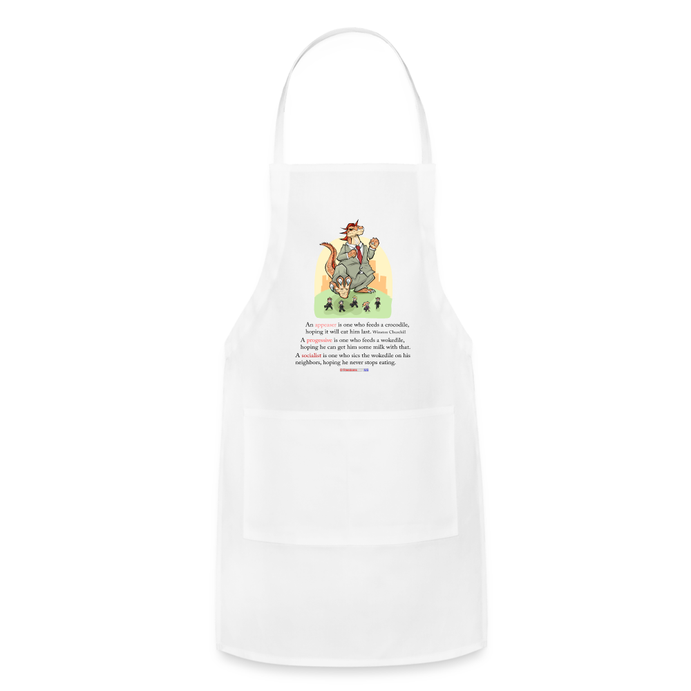 FEEDING THE WOKEDILE (with graphic) - Adjustable Apron - white