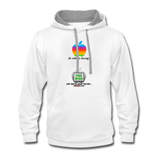 Load image into Gallery viewer, JUST WATCH WHAT YOU SAY - Contrast Hoodie - white/gray
